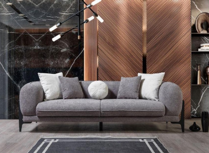 Living room furniture Luxury three-seater sofa Fabric furniture Modern couches stainless steel